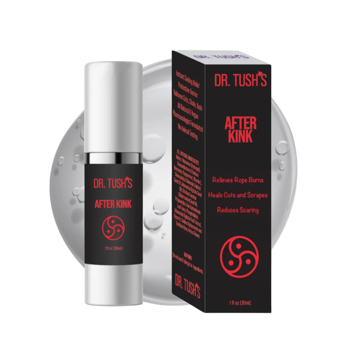 Dr. Tush’s After Kink 1 fl oz aftercare gel with black and red packaging, formulated for post-kink skin care.