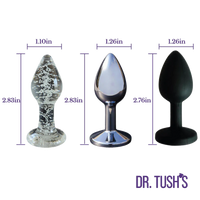 3 different anal plugs with size specs