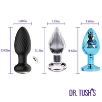3 anal plugs with size chart