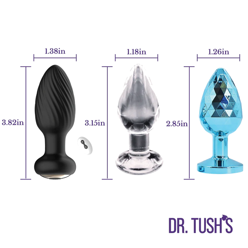 3 anal plugs with size chart