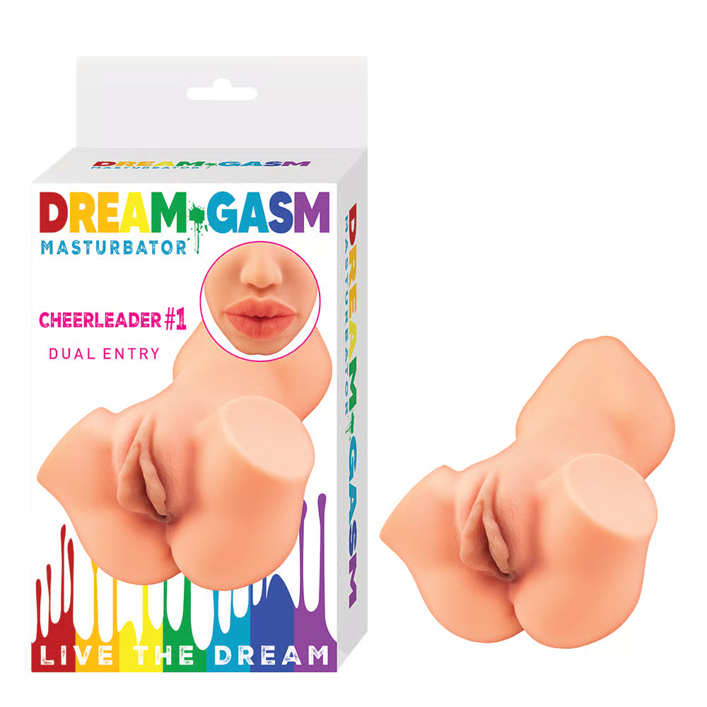 vagina & mouth double ended masturbator beside box packaging