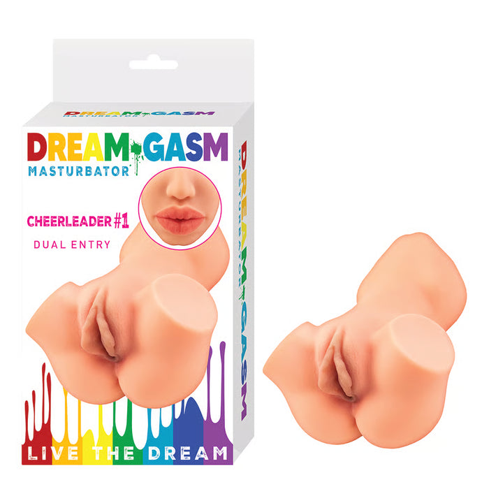 vagina & mouth double ended masturbator beside box packaging