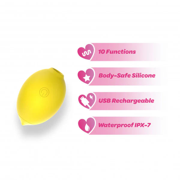 yellow lemon shaped vibrator with functions chart