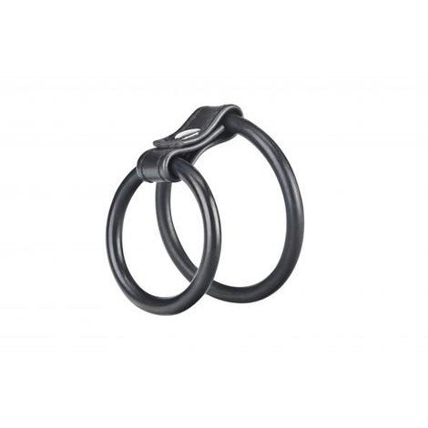 dual rubber cock rings connected by leather