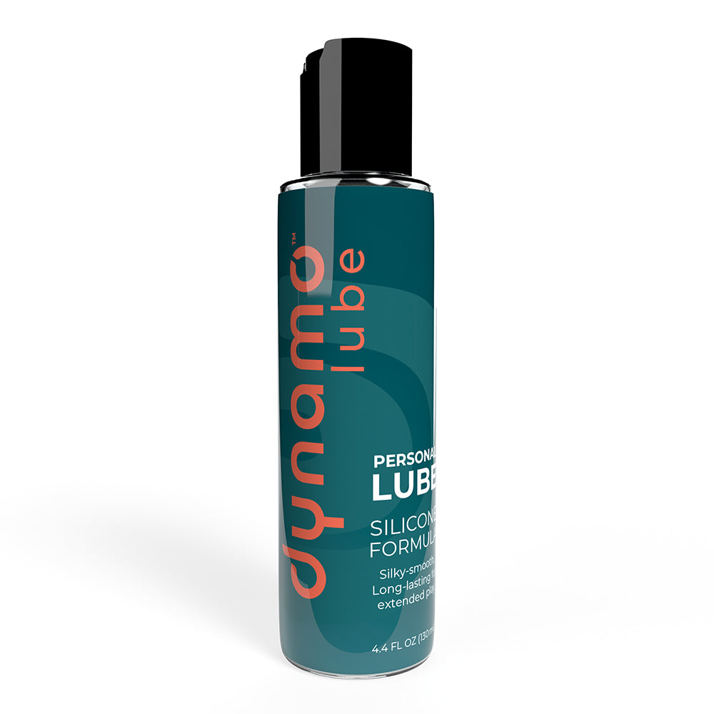 teal bottle of dynamo silicone lubricant 4.4oz