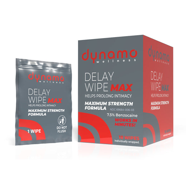 Dynamo Wellness Delay Wipe Max packaging on a white background