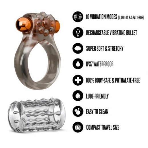 Stay Hard - Standard Vibrating Cock Ring Set with Sleeve