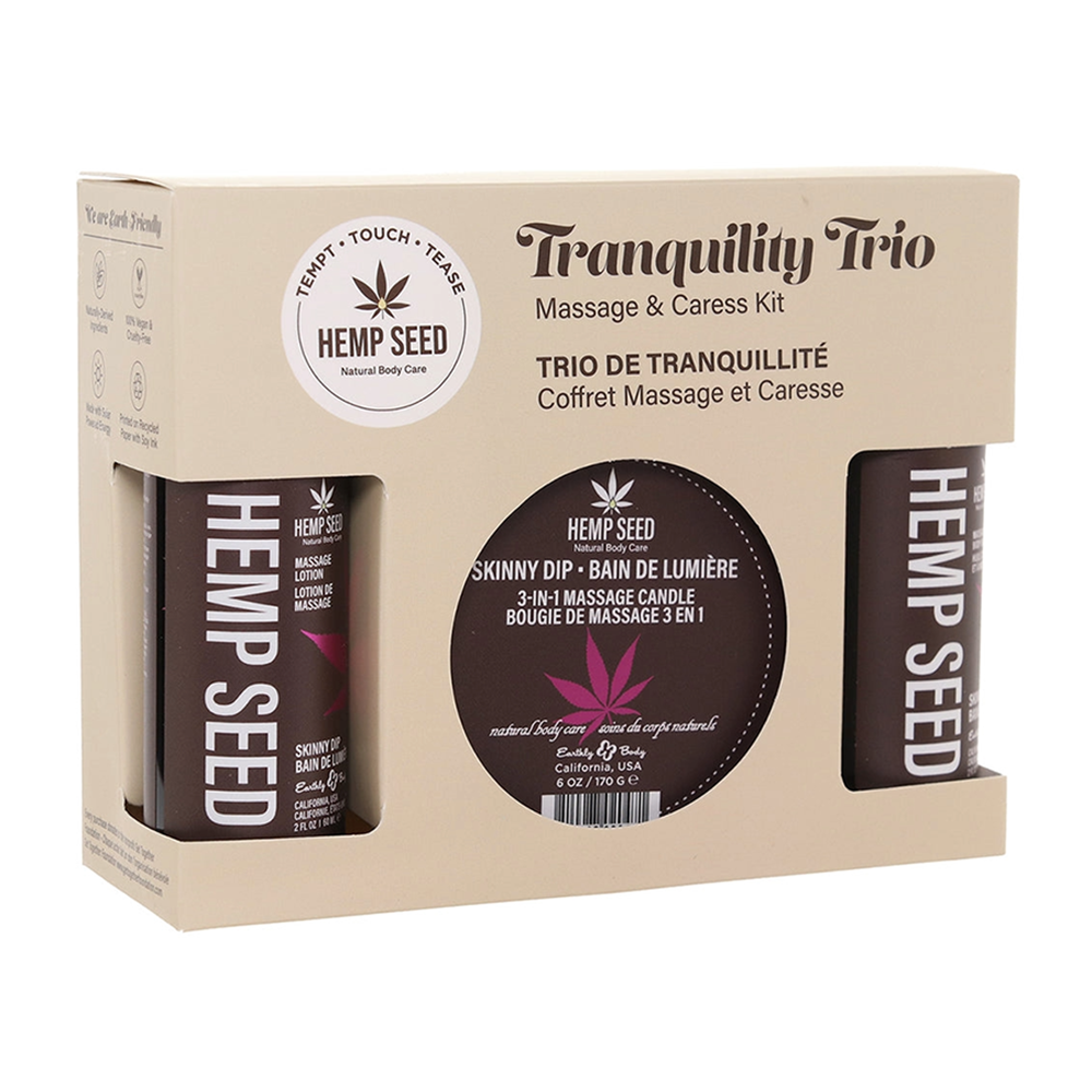 Earthly Body Hemp Seed Tranquility Massage Trio Gift Set Skinny Dip