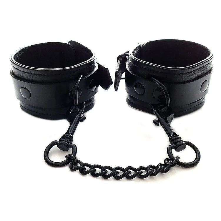 Classic Leather Wrist Cuffs - Purple