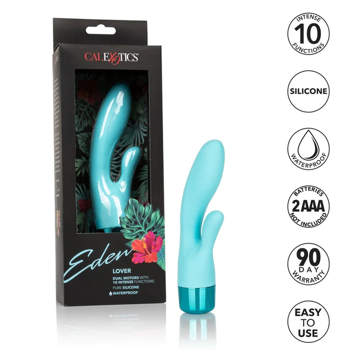 blue sleek vibrator with clit stimulator