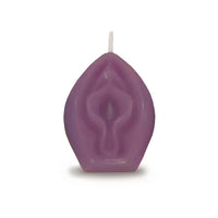 vagina shaped scented vanilla candles in purple