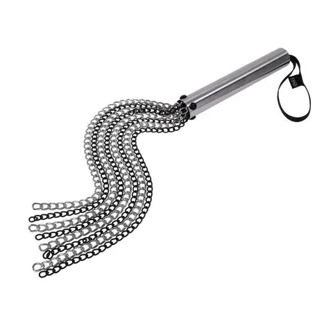 Metal chain flogger on a white background