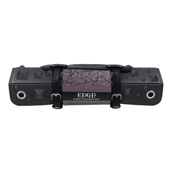 Black spiked punishment mat with 'EDGE' branding on a white background