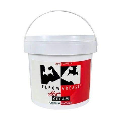 elbow grease hot massage cream in a pail