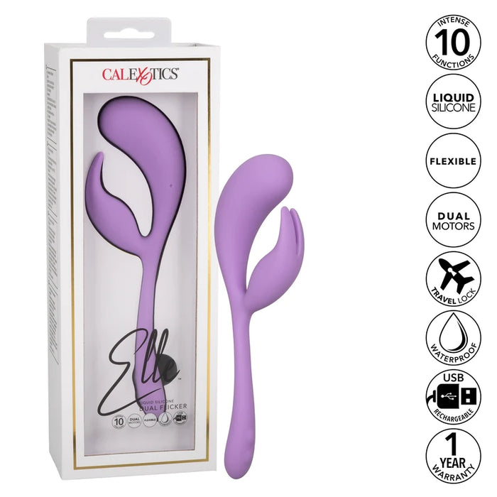 purple curved vibe with bulb head and clit stimulator