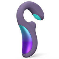 curved head with clitoral stimulator vibrator by lelo. purple with teal & purple ombre handle