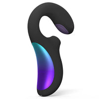 curved head with clitoral stimulator vibrator by lelo. black with teal & purple ombre handle