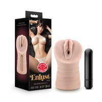 Sexual product with packaging labeled 'Enlust' on a white background