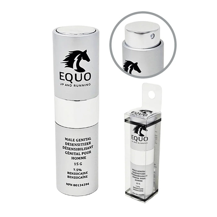 EQUO male genital desensitizer packaging with horse logo on a white background