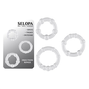 selopa plastic package with 3 beaded jelly cock rings