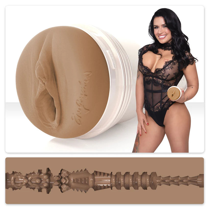 eva angelina with vagina fleshlight masturbator and texture