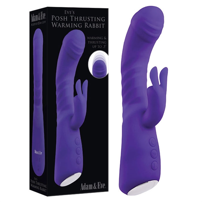 purple vibrator with rabbit clit stimulator and box