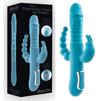 blue thrusting dual penetration rabbit next to black box