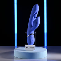 blue vibrator, with clit stimulation and flicker on stand