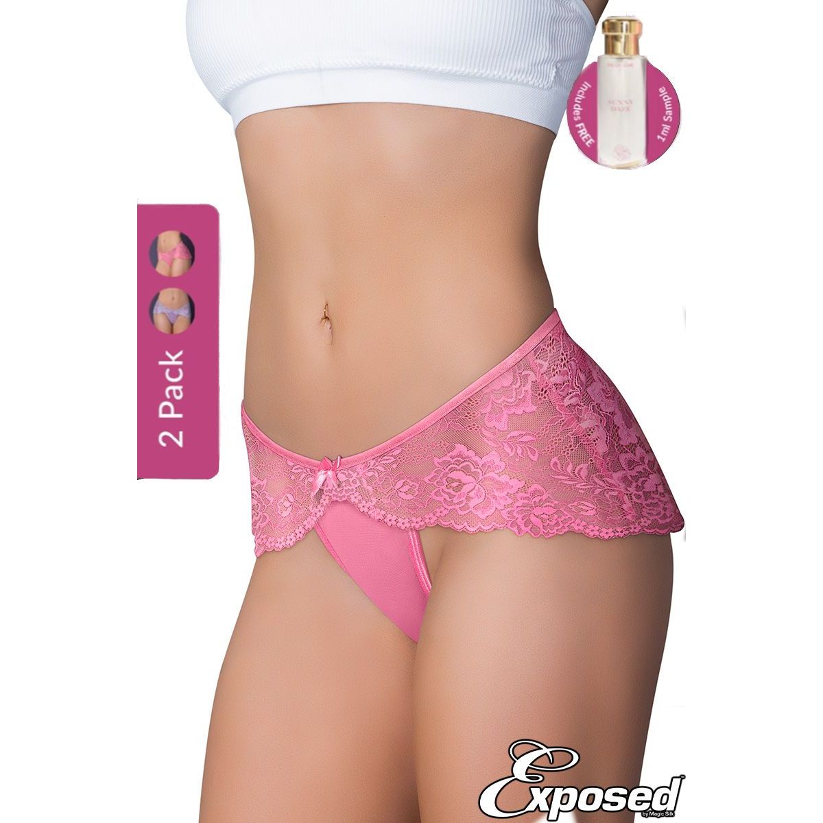 pink lace panty, front view