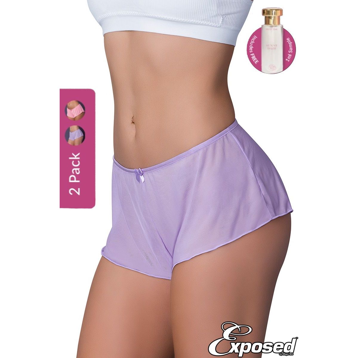 lilac boyshorts, front view
