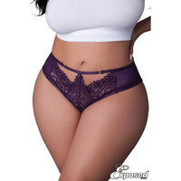 purple lace boy shorts with open top