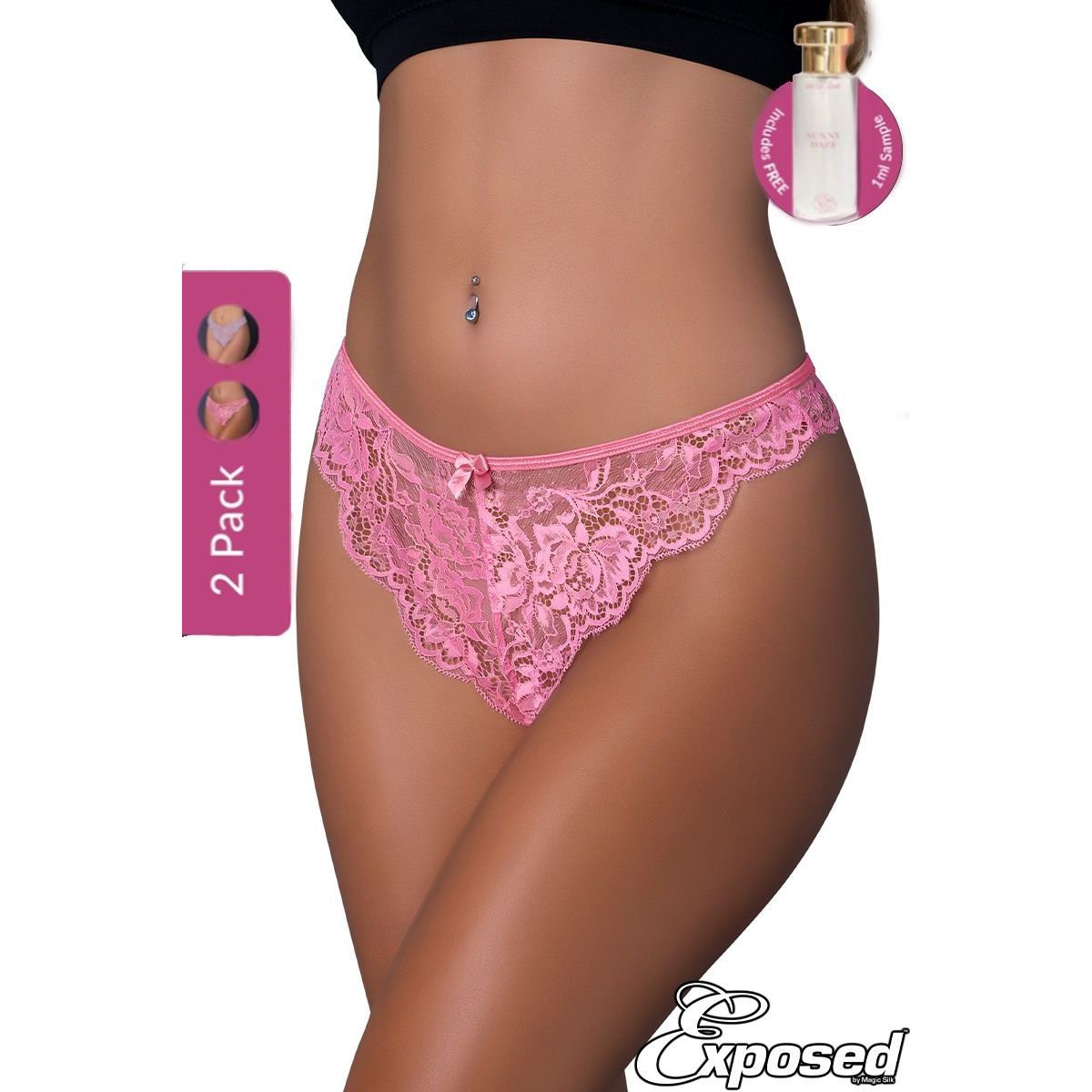 pink lace panty's, front view