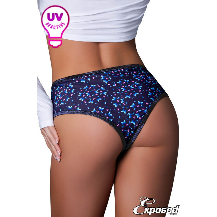 navy panty with colorful butterflies