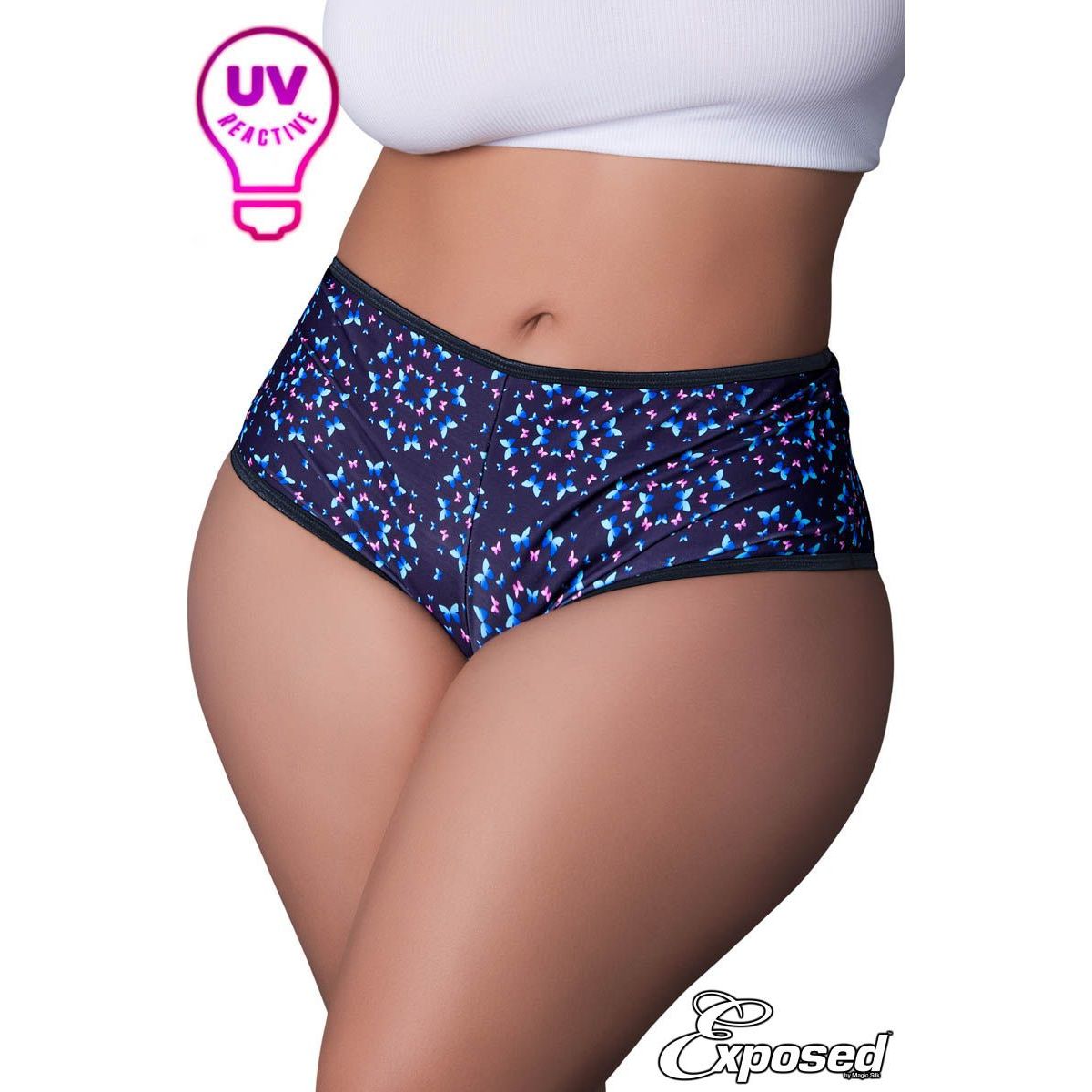 navy panty with colorful butterflies