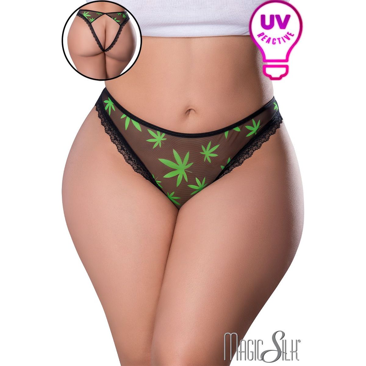 Exposed UV Leaf Open Bum Panty by Magic Silk