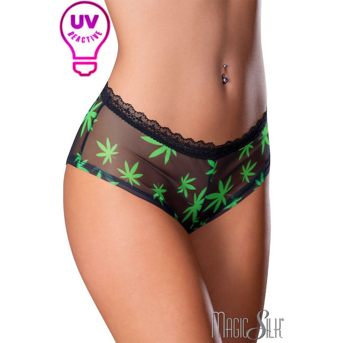 black panty with green leafs