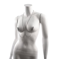around the neck nipple jewlery that crosses over front of the chest and loops onto the nipples