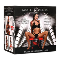 Master Series Face Rider Queening Chair packaging with a woman on the chair.