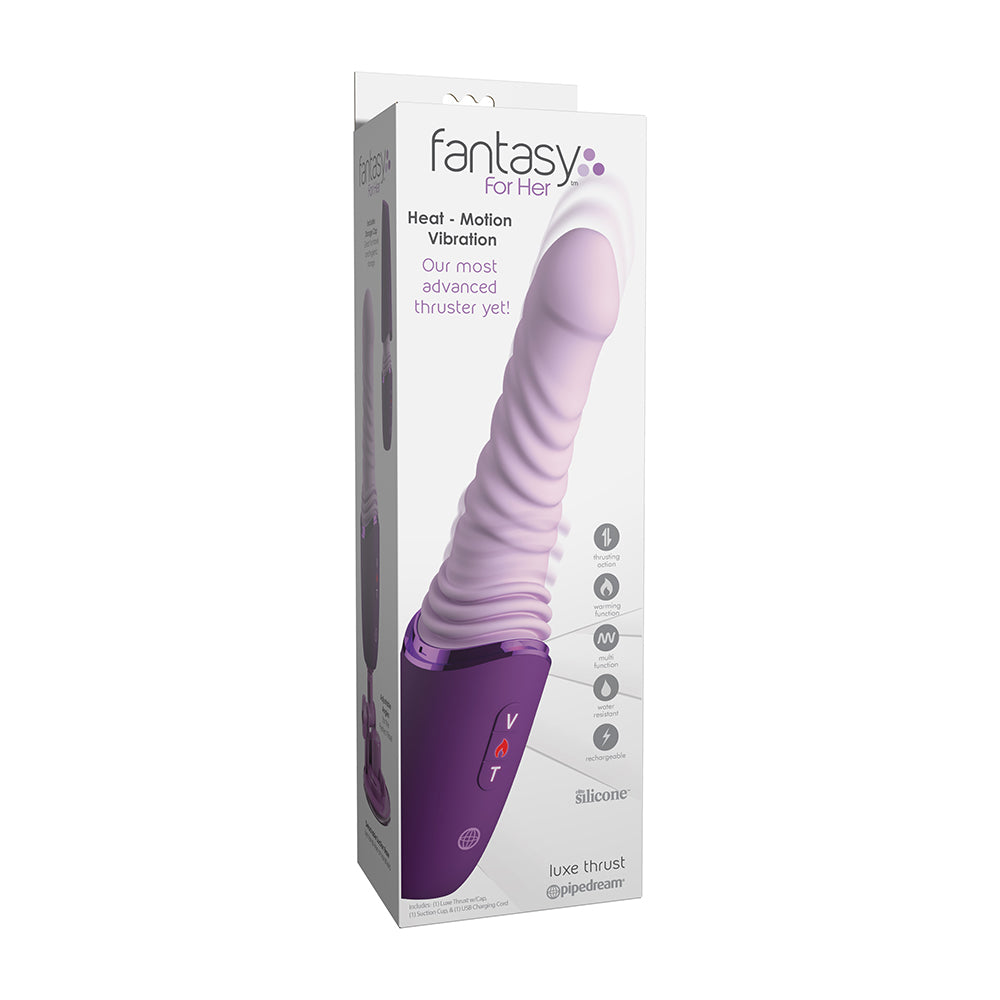 fantasy for her luxe thrusting vibrator in box packaging