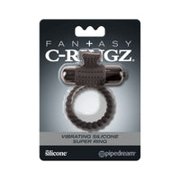 black silicone cock ring with black bullet in c-ringz package