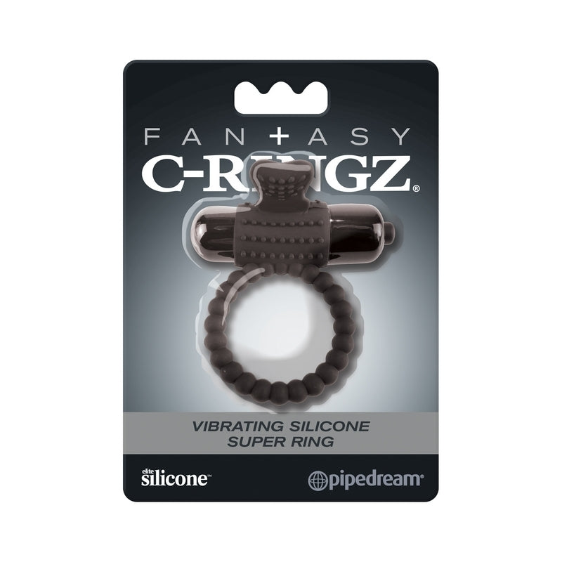 black silicone cock ring with black bullet in c-ringz package