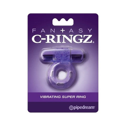purple jelly cock ring with purple bullet in c-ringz package
