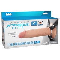 realistic, veined hollow penis extension with harness, 7"