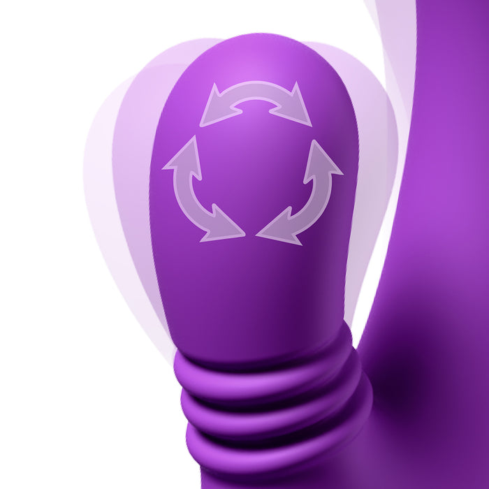 Purple object with a central circular design on a white background