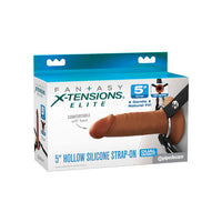 Fantasy X-Tensions Elite 5" Hollow Silicone Strap-On packaging on a white background