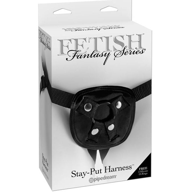 black strap on harness on box cover