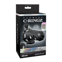 Fantasy C-Ringz packaging with remote-controlled vibrating cock blocker on a white background