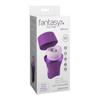 Fantasy For Her silicone plush vibrator with packaging in purple and white, featuring an illustration of the product on the box.