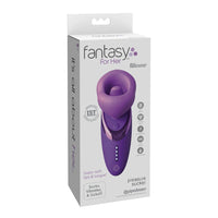 open ended mouth with tongue vibrator in purple on box packaging