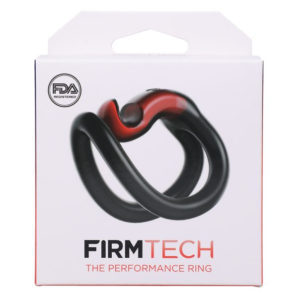 white firmtech box with black and red firmtech cock ring
